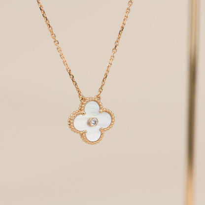 [LumiVibe]CLOVER 15MM DIAMOND WHITE FRITILLARIA NECKLACE
