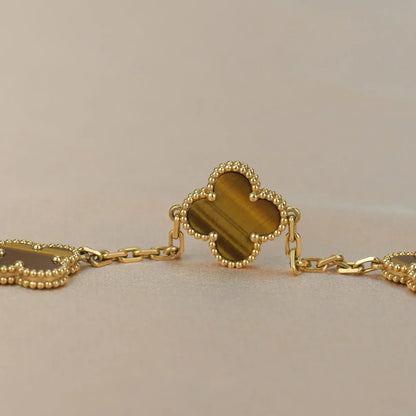 [LumiVibe] CLOVER 5 MOTIFS TIGER EYE BRACELET COLLECTION