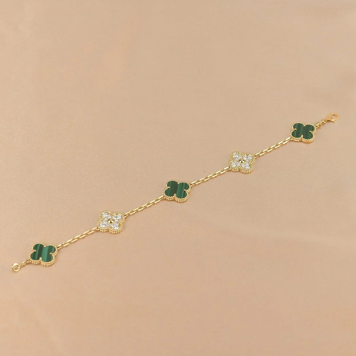 [LumiVibe] CLOVER 5 MOTIF MALACHITE BRACELET COLLECTION