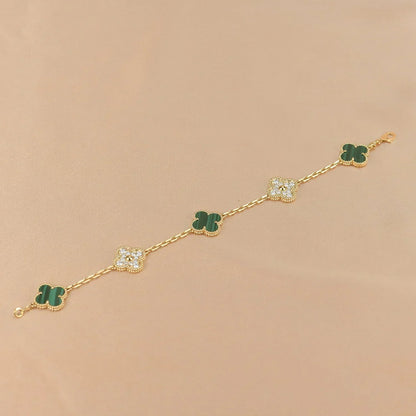 [LumiVibe] CLOVER 5 MOTIF MALACHITE BRACELET COLLECTION