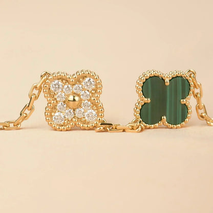 [LumiVibe] CLOVER 5 MOTIF MALACHITE BRACELET COLLECTION