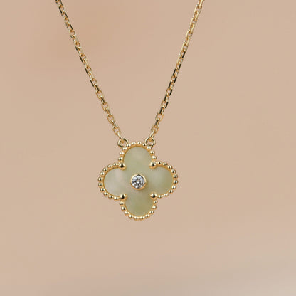 [LumiVibe]CLOVER 15MM DIAMOND GOLD MOTHER OF PEARL NECKLACE