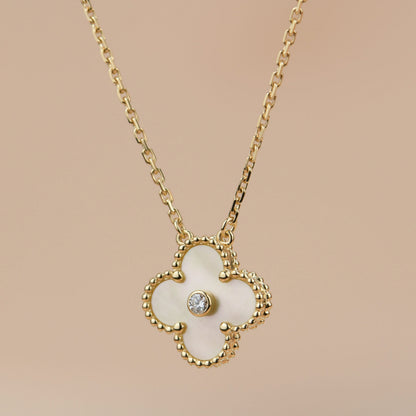 [LumiVibe]CLOVER 15MM DIAMOND GOLD MOTHER OF PEARL NECKLACE