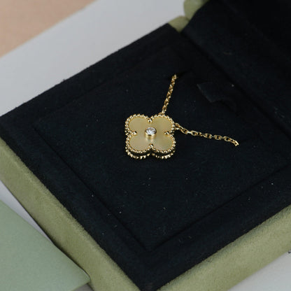 [LumiVibe]CLOVER 15MM DIAMOND GOLD MOTHER OF PEARL NECKLACE