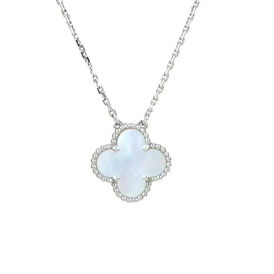 [LumiVibe]CLOVER  15MM WHITE MOTHER-OF-PEARL SILVER