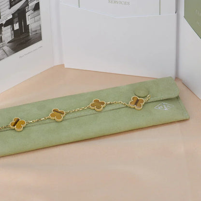 [LumiVibe] CLOVER 5 MOTIFS TIGER EYE BRACELET COLLECTION