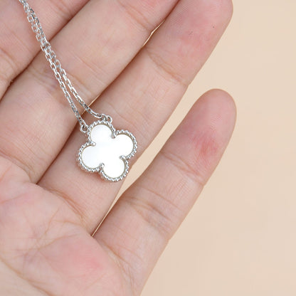 [LumiVibe]CLOVER  15MM WHITE MOTHER-OF-PEARL SILVER