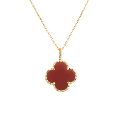 [LumiVibe]CLOVER 25MM NECKLACE GOLD CARNELIAN