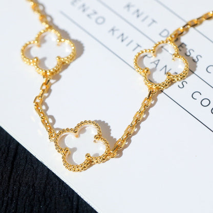 [LumiVibe]CLOVER 5 MOTIF ROCK CRYSTAL BRACELET