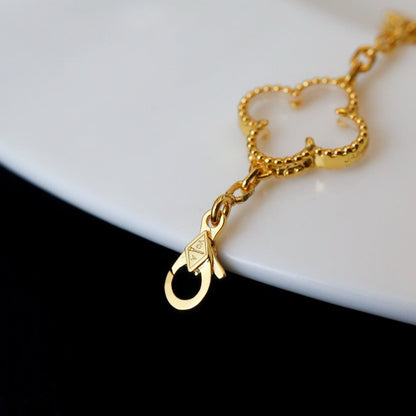 [LumiVibe]CLOVER 5 MOTIF ROCK CRYSTAL BRACELET