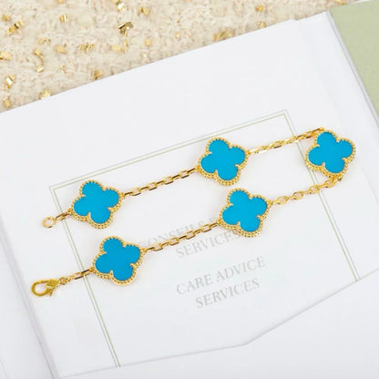 [LumiVibe] CLOVER 5 MOTIF TURQUOISE BRACELET COLLECTION