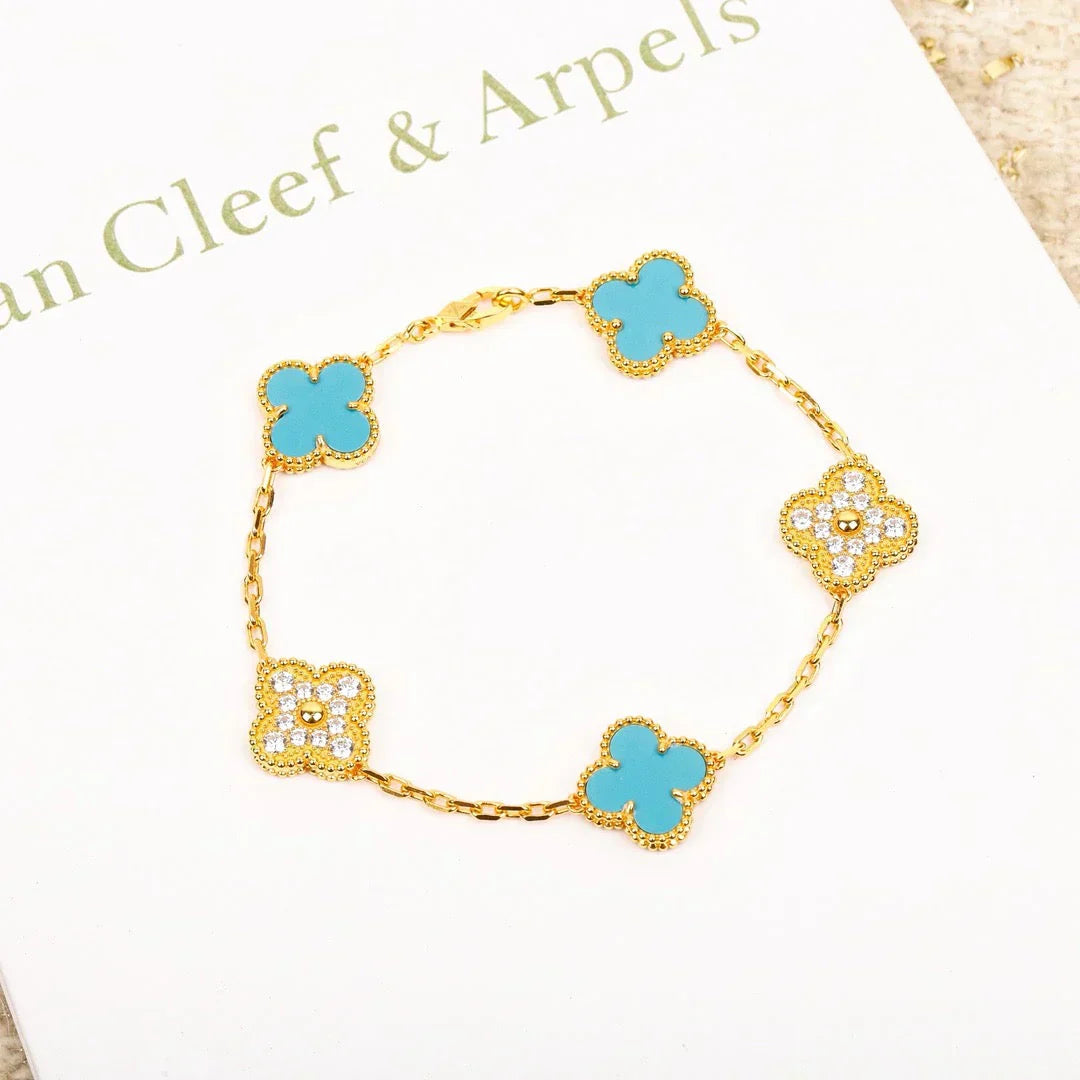 [LumiVibe] CLOVER 5 MOTIF TURQUOISE BRACELET COLLECTION
