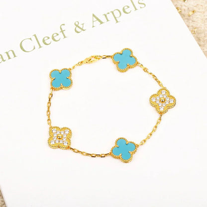 [LumiVibe] CLOVER 5 MOTIF TURQUOISE BRACELET COLLECTION
