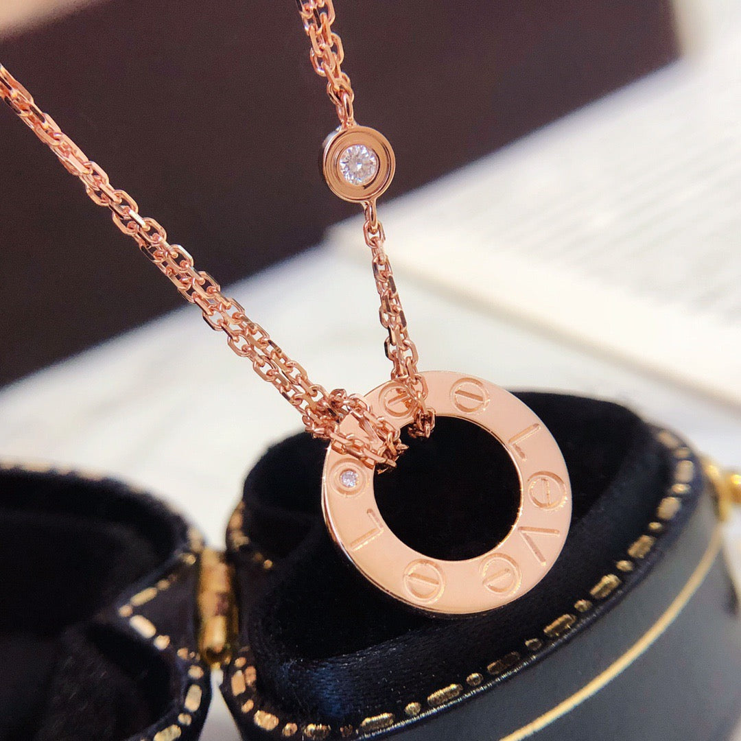 [LumiVibe]LOVE NECKLACE 16MM 2 DIAMONDS