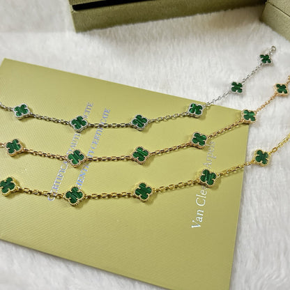[LumiVibe]CLOVER 6 MOTIF MALACHITE BRACELET