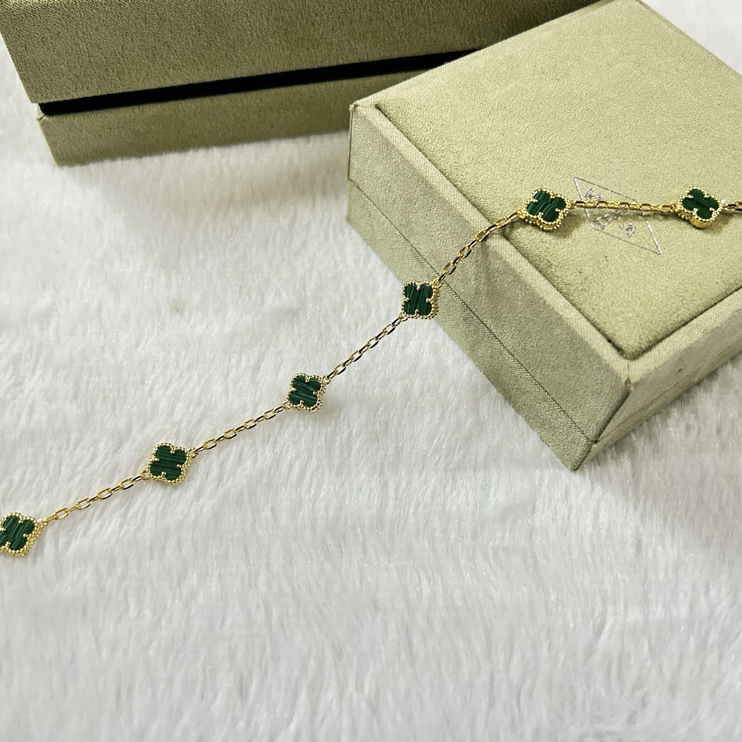 [LumiVibe]CLOVER 6 MOTIF MALACHITE BRACELET
