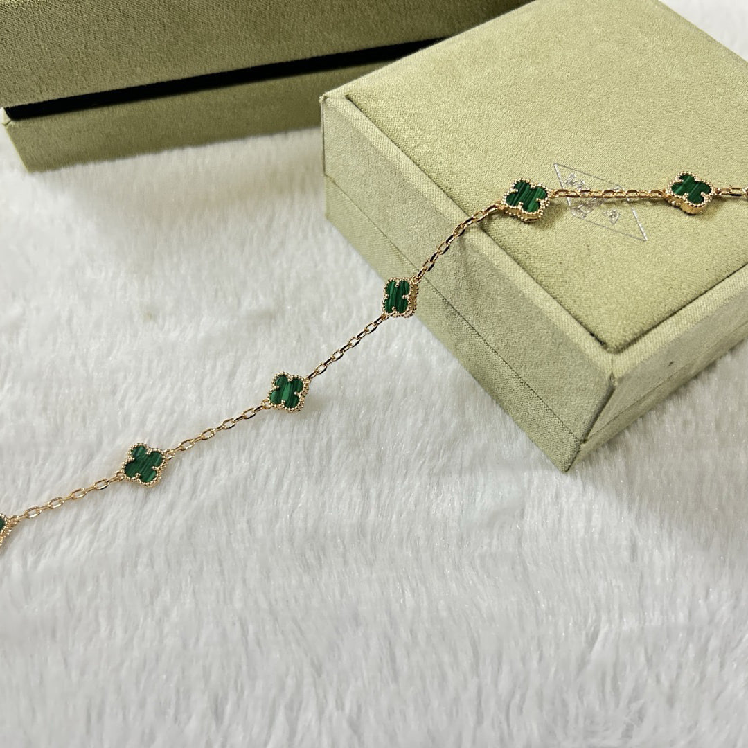 [LumiVibe]CLOVER 6 MOTIF MALACHITE BRACELET