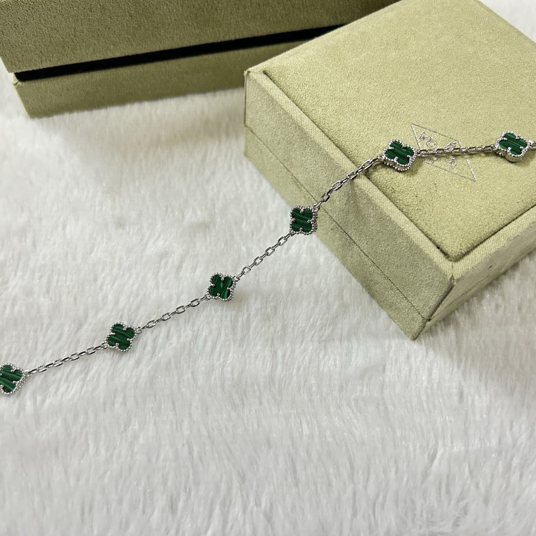 [LumiVibe]CLOVER 6 MOTIF MALACHITE BRACELET