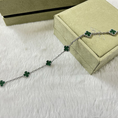 [LumiVibe]CLOVER 6 MOTIF MALACHITE BRACELET