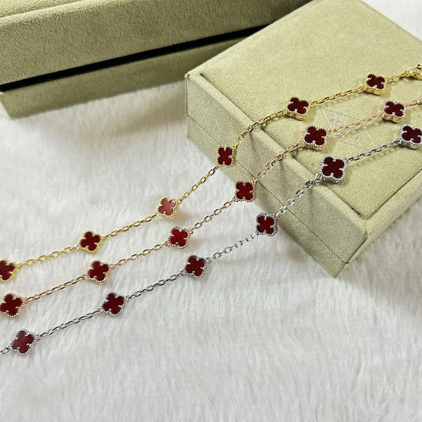 [LumiVibe]CLOVER 6 MOTIF RED AGATE BRACELET
