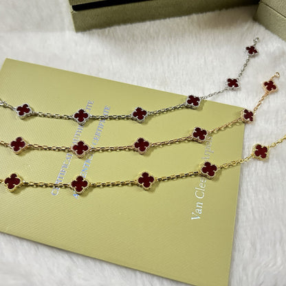 [LumiVibe]CLOVER 6 MOTIF RED AGATE BRACELET