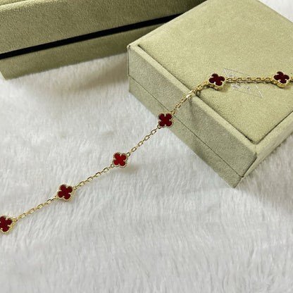 [LumiVibe]CLOVER 6 MOTIF RED AGATE BRACELET