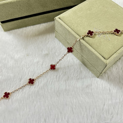 [LumiVibe]CLOVER 6 MOTIF RED AGATE BRACELET