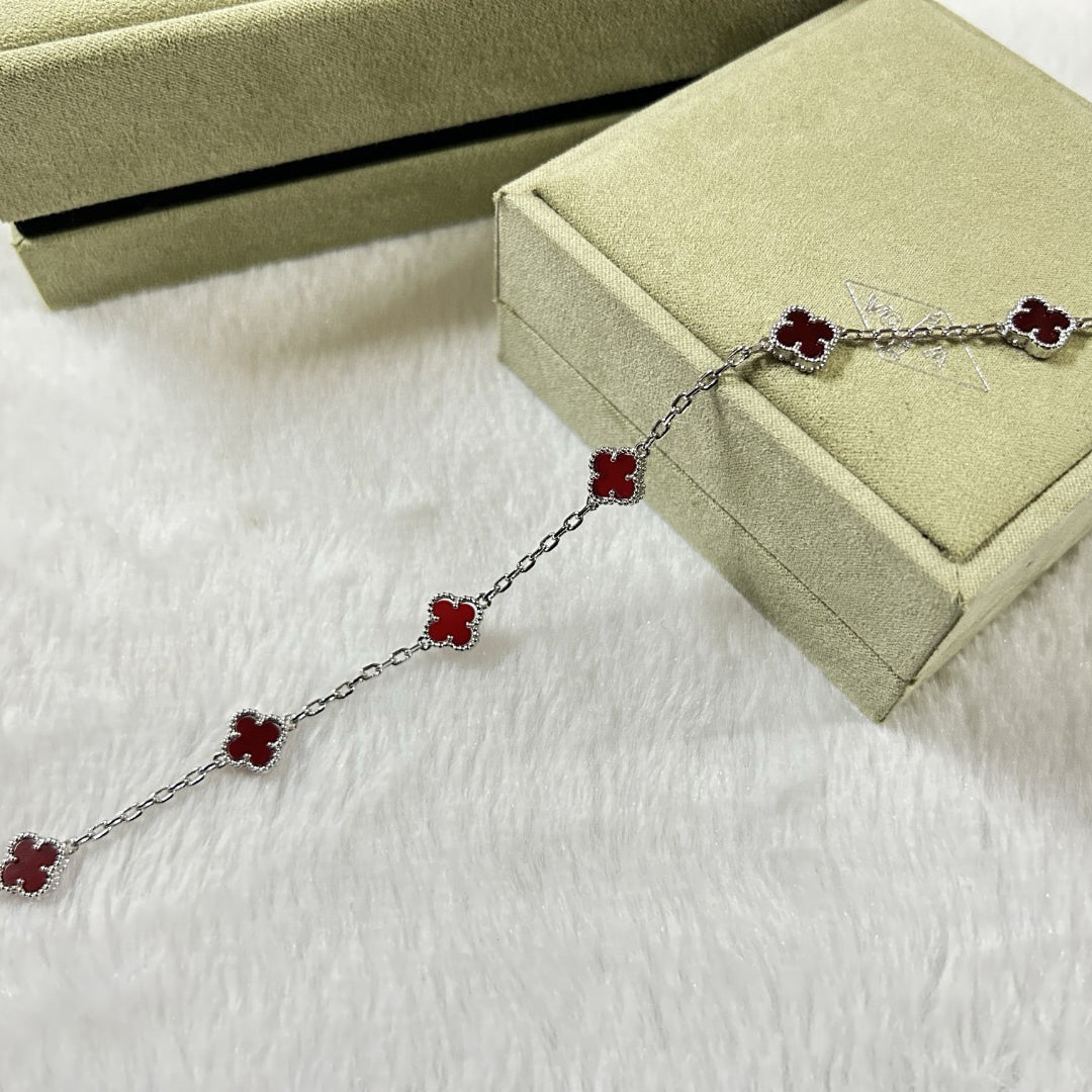[LumiVibe]CLOVER 6 MOTIF RED AGATE BRACELET