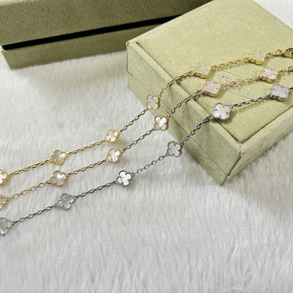 [LumiVibe]CLOVER 6 MOTIF WHITE MOP BRACELET