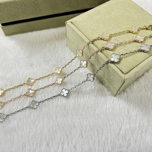 [LumiVibe]CLOVER 6 MOTIF WHITE MOP BRACELET