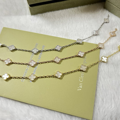 [LumiVibe]CLOVER 6 MOTIF WHITE MOP BRACELET