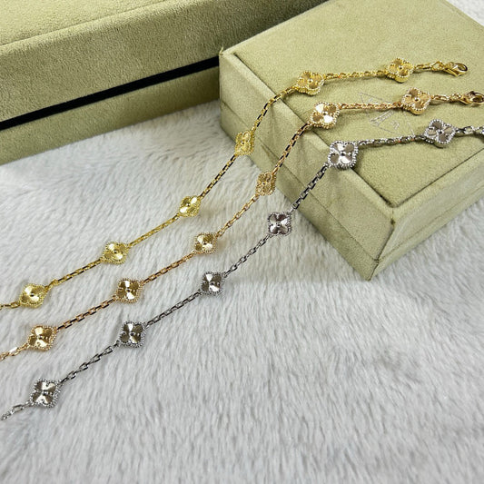 [LumiVibe]CLOVER 6 MOTIF DIAMOND BRACELET