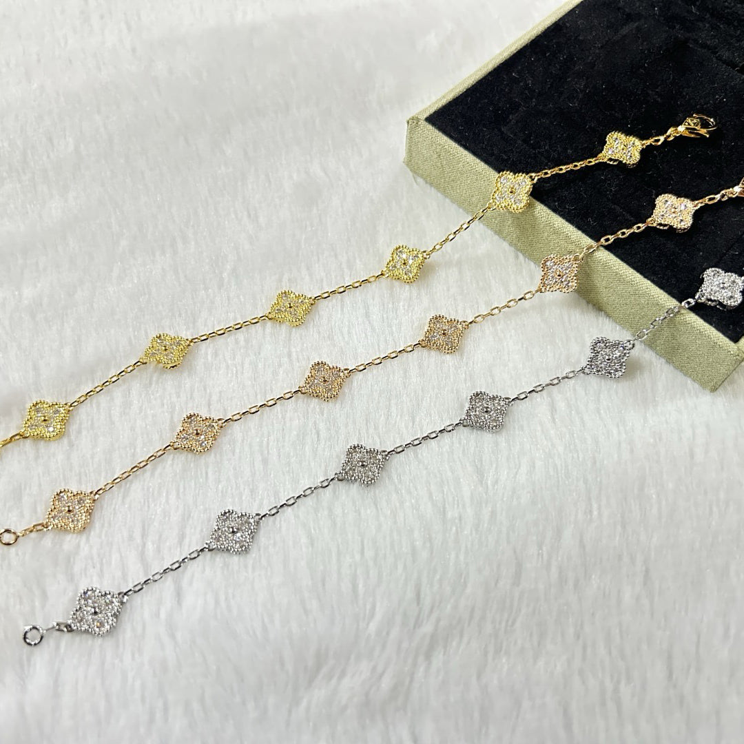 [LumiVibe]CLOVER 6 MOTIF DIAMOND BRACELET