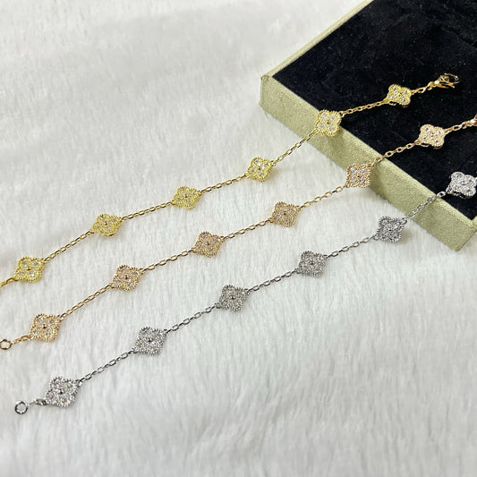 [LumiVibe]CLOVER 6 MOTIF DIAMOND BRACELET