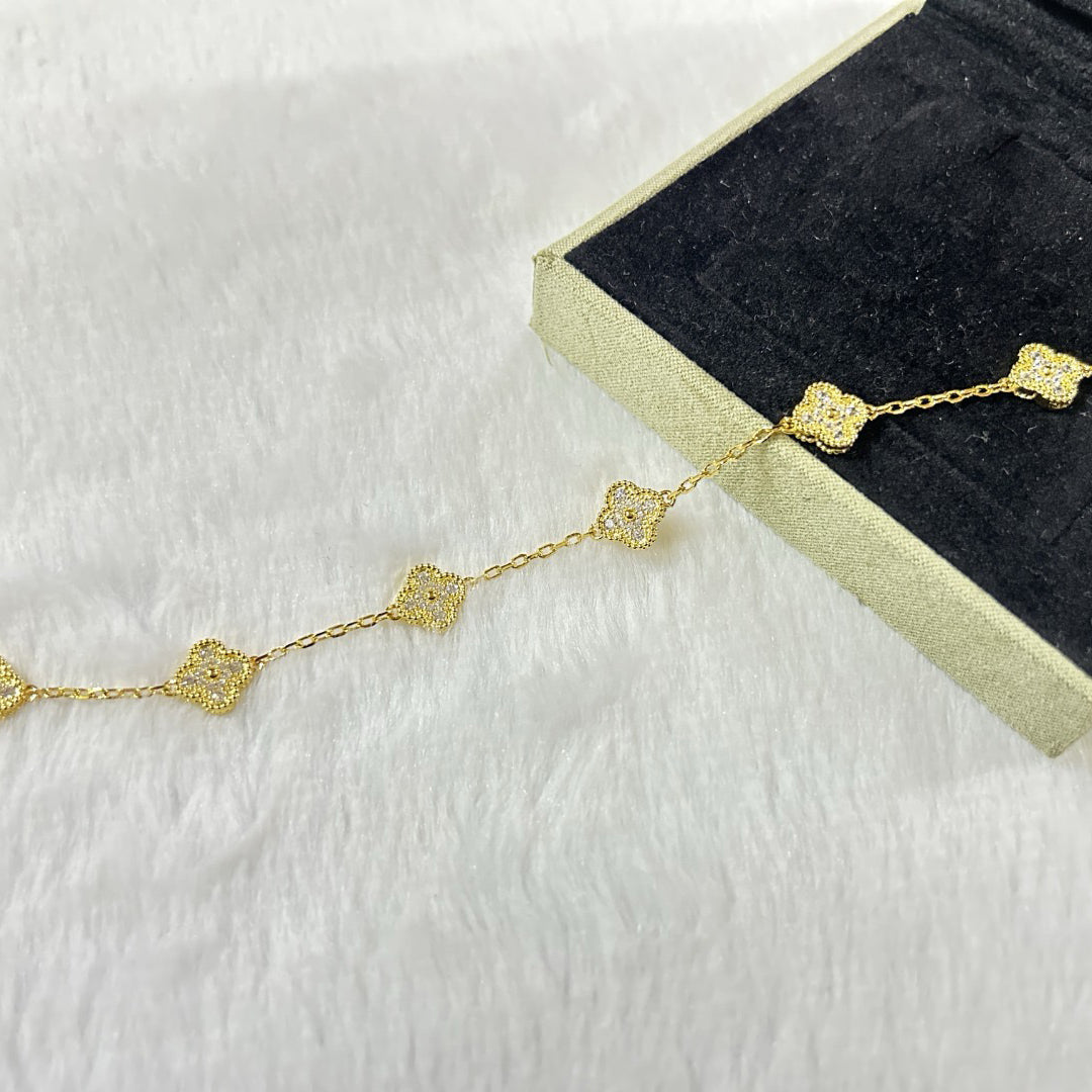 [LumiVibe]CLOVER 6 MOTIF DIAMOND BRACELET