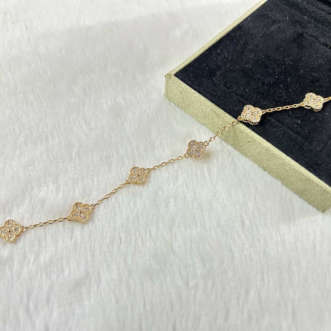 [LumiVibe]CLOVER 6 MOTIF DIAMOND BRACELET