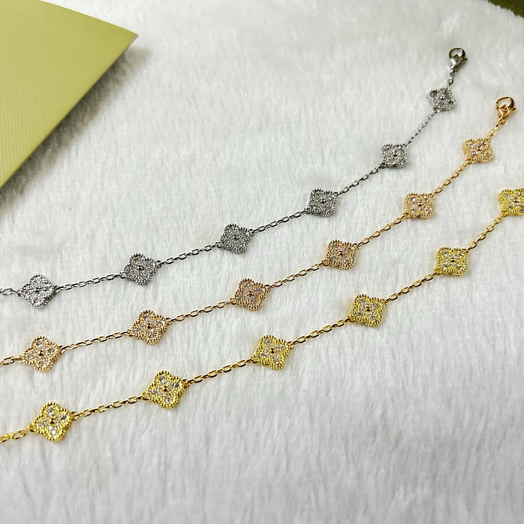 [LumiVibe]CLOVER 6 MOTIF DIAMOND BRACELET