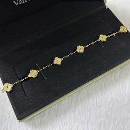 [LumiVibe]CLOVER 6 MOTIF DIAMOND BRACELET