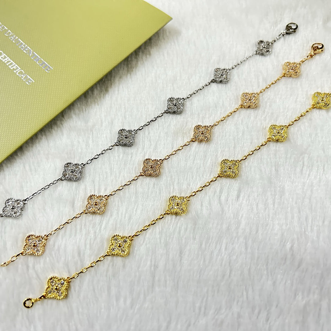 [LumiVibe]CLOVER 6 MOTIF DIAMOND BRACELET