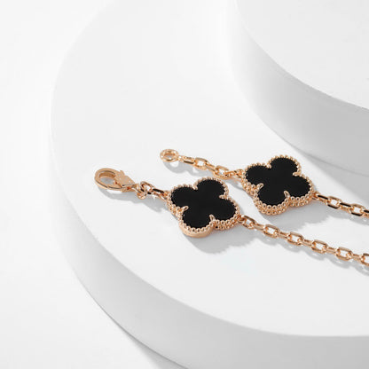 [LumiVibe]CLOVER 10 MOTIFS ONYX NECKLACE