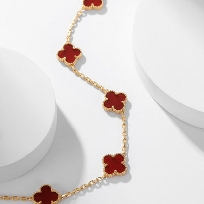 [LumiVibe]CLOVER 10 MOTIFS CARNELIAN NECKLACE