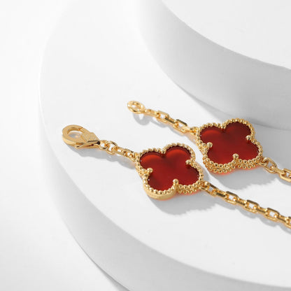[LumiVibe]CLOVER 10 MOTIFS CARNELIAN NECKLACE