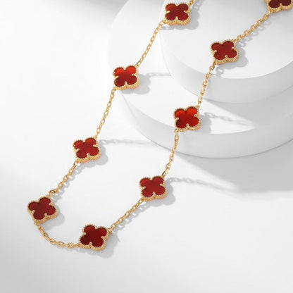 [LumiVibe]CLOVER 10 MOTIFS CARNELIAN NECKLACE