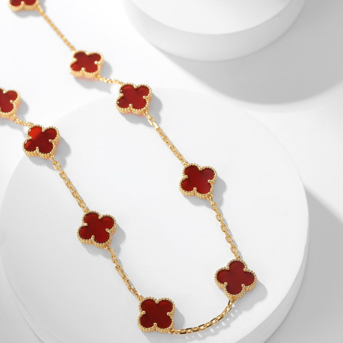 [LumiVibe]CLOVER 10 MOTIFS CARNELIAN NECKLACE