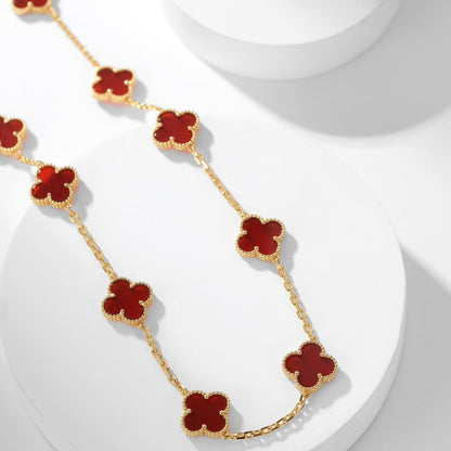 [LumiVibe]CLOVER 10 MOTIFS CARNELIAN NECKLACE