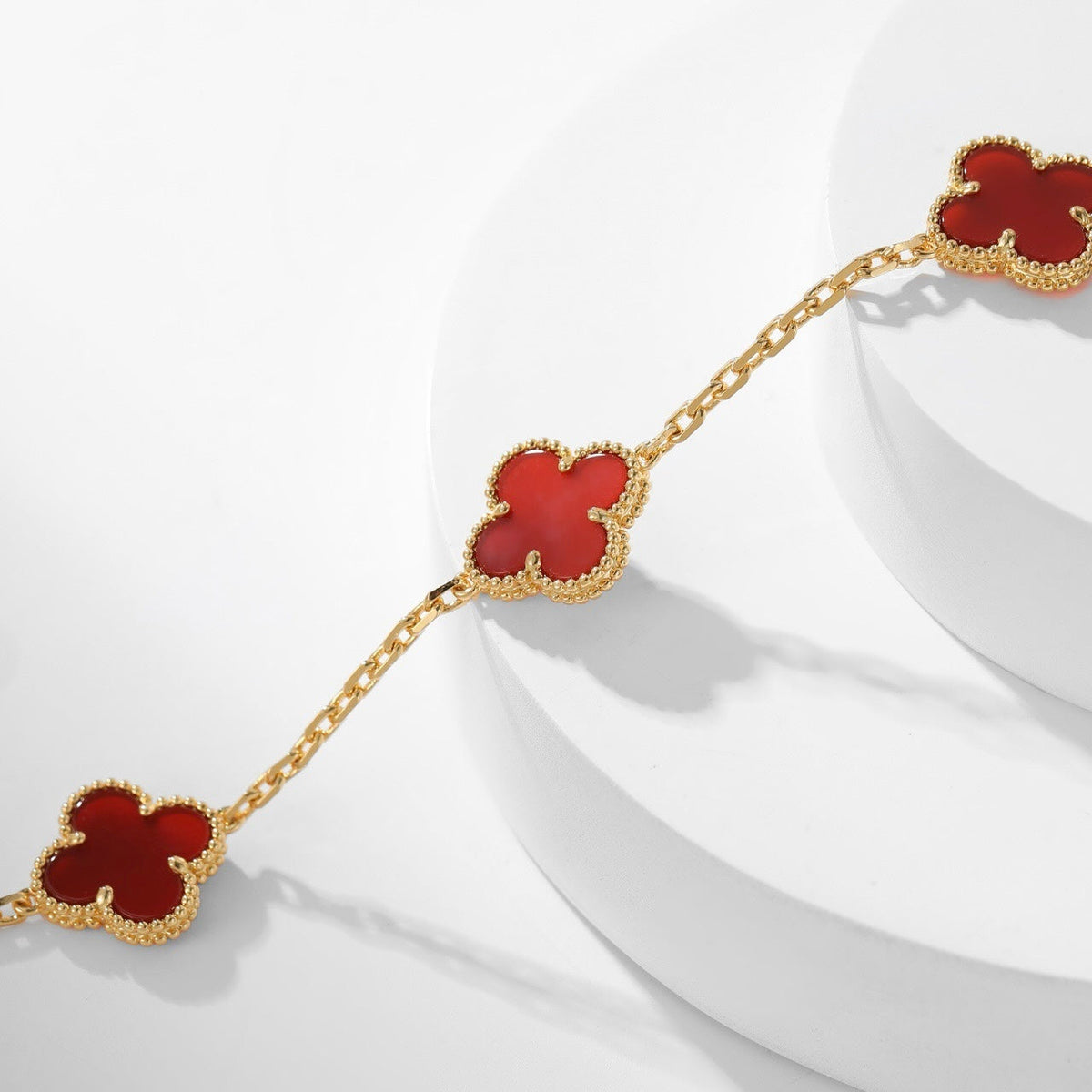 [LumiVibe]CLOVER 10 MOTIFS CARNELIAN NECKLACE