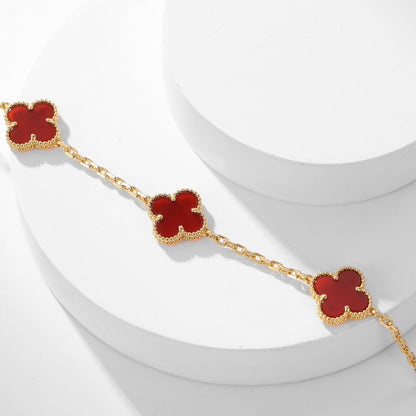 [LumiVibe]CLOVER 10 MOTIFS CARNELIAN NECKLACE