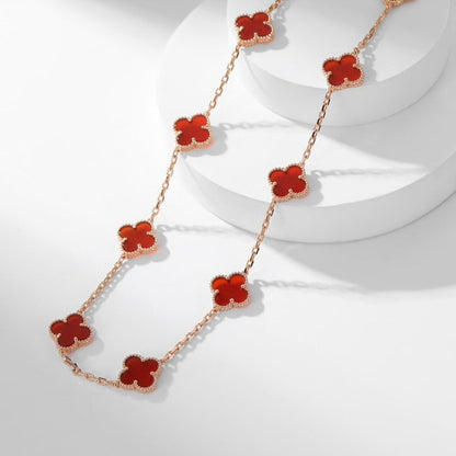 [LumiVibe]CLOVER 10 MOTIFS CARNELIAN NECKLACE