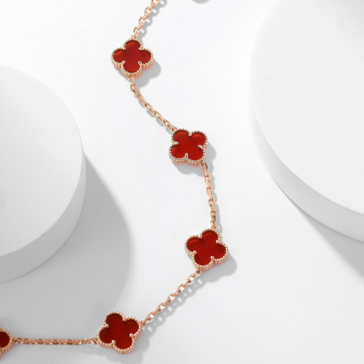 [LumiVibe]CLOVER 10 MOTIFS CARNELIAN NECKLACE