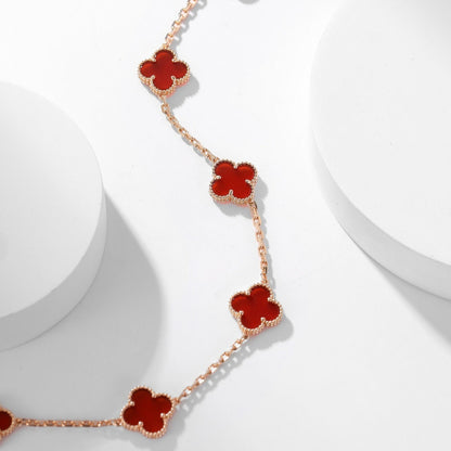 [LumiVibe]CLOVER 10 MOTIFS CARNELIAN NECKLACE